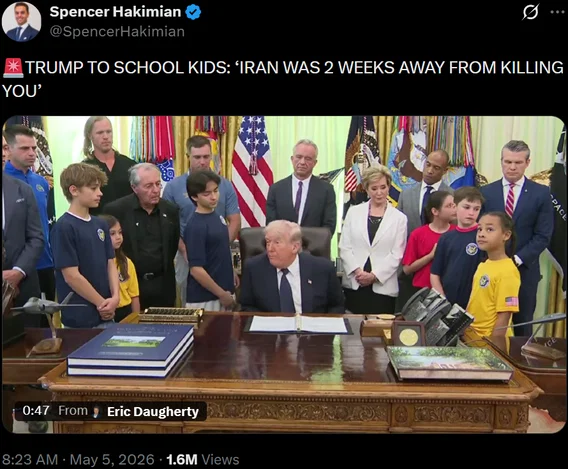 Trump tells kids visiting whitehouse he saved them